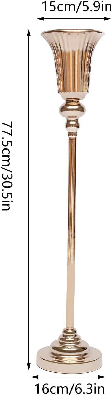 10 Pcs Versatile Metal Wedding Centerpieces Gold Vase 30.5" Tall, Metal Flower Trumpet Vase, Road Lead for Wedding Party Dinner Centerpiece Event for Anniversary Birthday Event Aisle Home Decoration