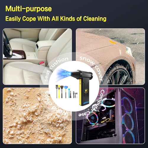 Compressed Air Duster 160000RPM, 10000mAh 3 Gear Electric Air Blower, Powerful Cordless Rechargeable Battery Jet Dryer Blower, No Canned Air Duster, Jet Fan for Car, Home, Computer, Keyboard