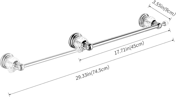 WINCASE Chrome Towel Bar 24 Inch, Adjustable Crystal Towel Rack, Silver Single Towel Holder for Bathroom Wall Mounted Modern