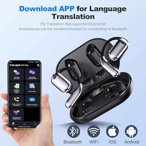 AI Translation Earbuds Real Time, 3-in-1 Translator Earbuds 134 Languages & Accents and Long Battery Life, HF Sound, Spanish/English Aud?fonos Traductores for Travel Business Learning, Black