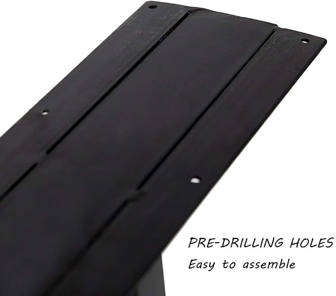 TIEOU Metal Legs for Table A Shape 28" H Tall Industrial Black Table Legs Heavy Duty Metal Desk Legs Set of 2(Without Boards)