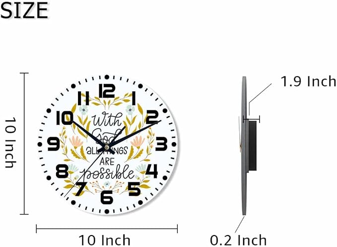 Everything is Possible Wall Clock 10 inch Round Silent Non Ticking Wood Wall Clocks Battery Operated Easy to Read Decorative Wall Clock for Bedroom Kitchen Living Room Bathroom