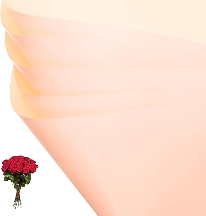 PATIKIL Flower Gift Wrapping Paper, 20 Sheets Double Sided Waterproof Bouquet Paper Wrap Florist Packaging Floral Papers for Wedding DIY Craft Valentine Mother's Day, Orange