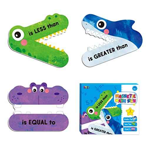 3 Magnetic Math Signs - Greater Than/Less Than/Equal to Math Demonstration Tool for Teacher, School & Classroom Supplies