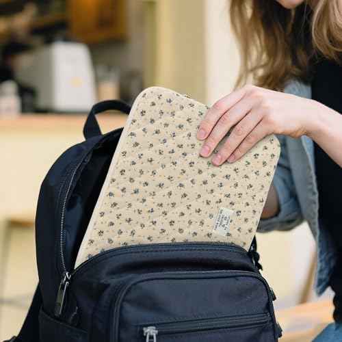 Puffy Laptop Sleeve 13-15.6 Inch Cute Quilted Laptop Protective Case Padded Floral Computer Sleeve for MacBook (A-Blue, 13 Inch)