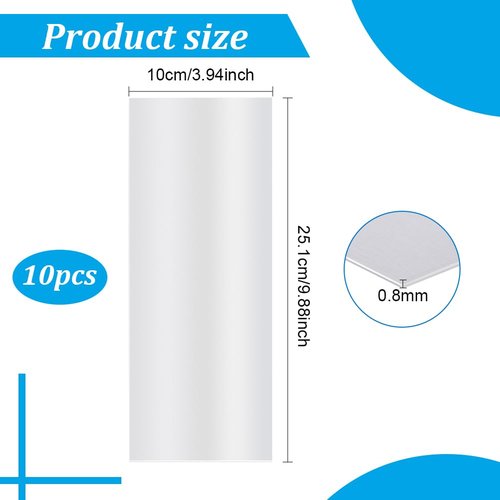 BENECREAT Aluminium Metal Sheet - Heavy Duty 9.8x4 Inch Rectangle Plate | 0.8mm Thick with Protective Film