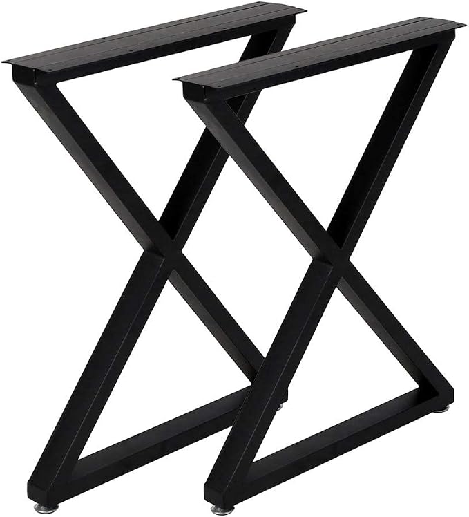 TIEOU Metal Legs for Table X Shape 28" H Tall Industrial Black Table Legs Heavy Duty Metal Desk Legs Set of 2(Without Boards)