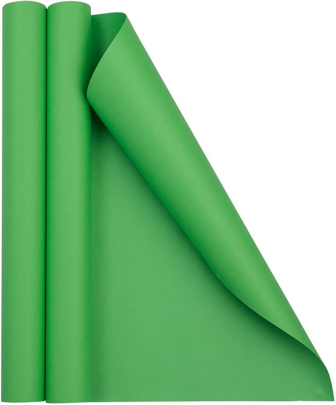 JAM Paper Gift Wrap - Matte Wrapping Paper - 52.6 Sq Ft Total (17 in x 18 Ft Each) - Matte Lime Green - 2 Rolls/Pack