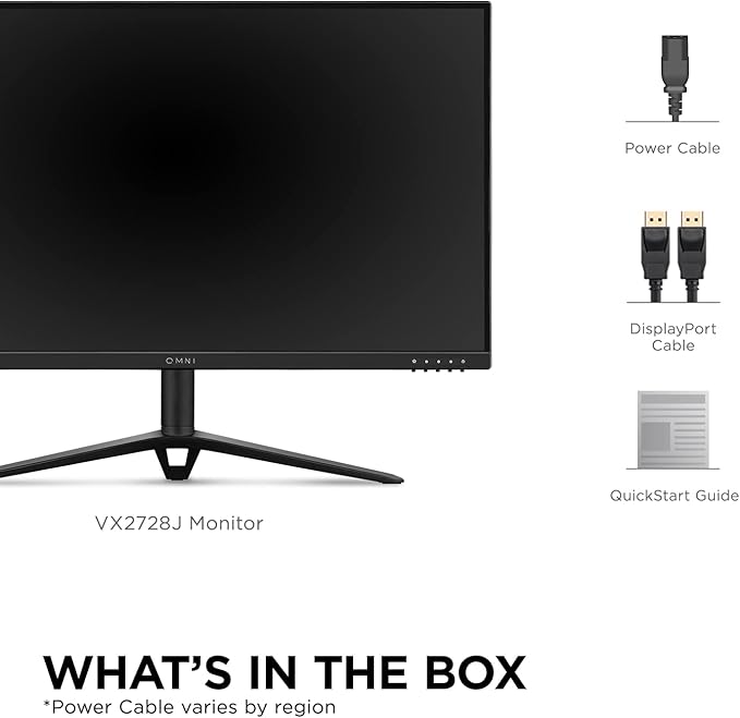 ViewSonic VX2728J 27 Inch 1080p IPS Gaming Monitor with 180Hz, 0.5ms, FreeSync Premium, NVIDIA G-Sync Compatible, Advanced Ergonomics, HDMI, and DisplayPort Inputs