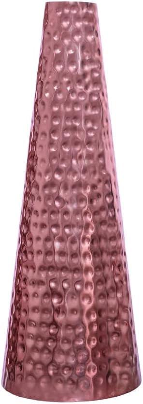 Copper Finish Iron Hammered Cone Flower Vase, 17″ H Rustic Modern Decorative Vase for Dried Flowers & Home Décor