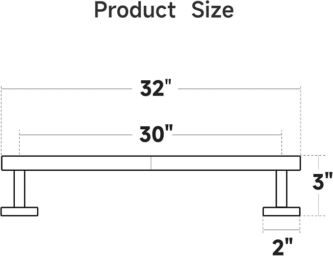 USHOWER Matte Black Bath Towel Bar, 30-Inch Towel Racks for Bathroom Wall-Mounted, SUS304 Stainless Steel Towel Rod (Total Length 32-Inch)