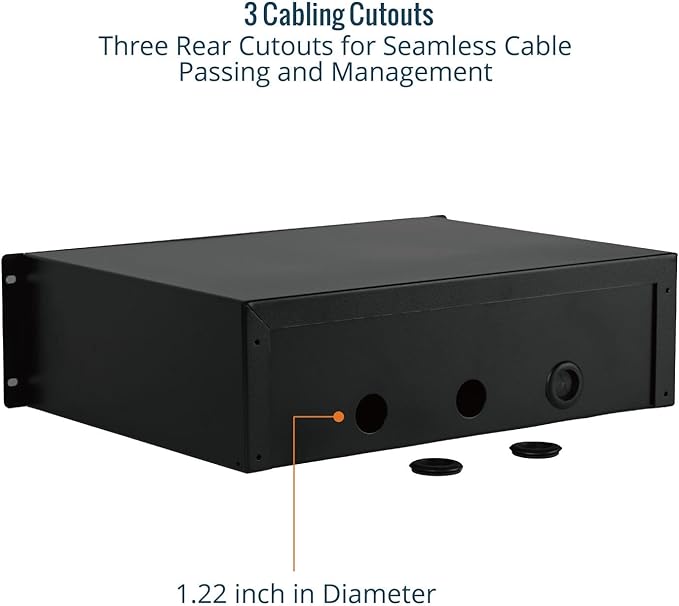 Tecmojo 3U Rack Drawer,Rack Mount Drawer for 19in Network Equipment/Server/AV Rack or Cabinet Enclosure,Sliding and Lockable Server Rack Drawer - Load-Bearing 44lb (20kg),with Cable Management Holes