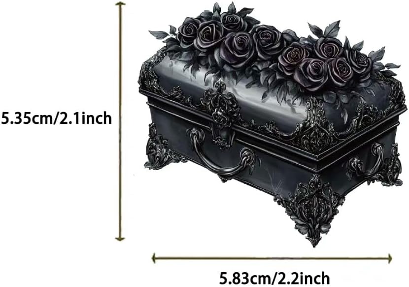 Skiennix Gothic Transparent Stickers - 50 Pcs Black Rose Flower Pack for Scrapbooking & Journaling