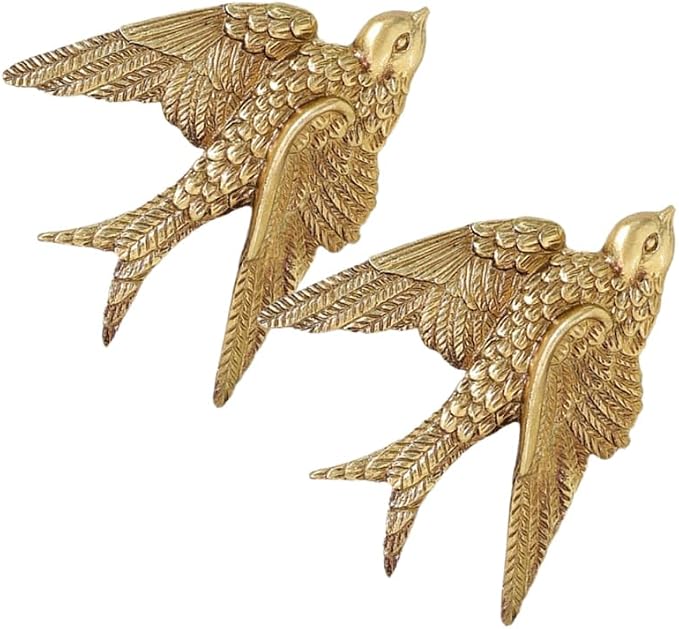 Garneck 2Pcs Vintage Bird Wall Art Decor : 4.9'' Resin Flying Bird Wall Sculpture 3D Antique Animal Figure Set for Living Room Bedroom Home Office Garden Indoor Outdoor