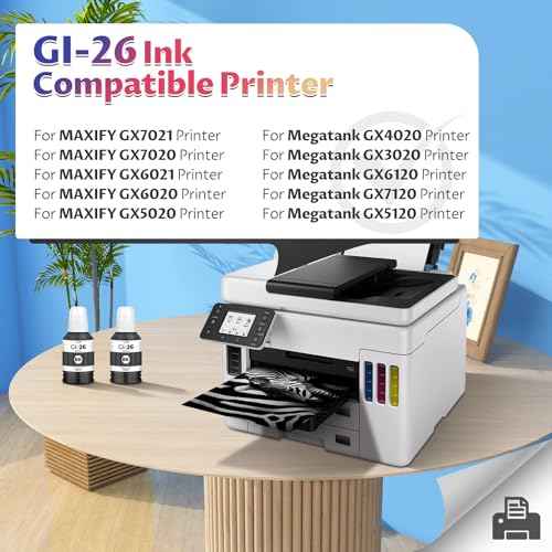 GI-26 GI26 GX4020 GX6120 Black Ink Refill Bottles Compatible with Canon 26 GI-26 GI26 GI 26 Black Ink Bottle Refill for Canon Maxify GX4020 GX6120 GX7021 GX7120 GX5020 GX7020 GX6021 GX5120 Printer