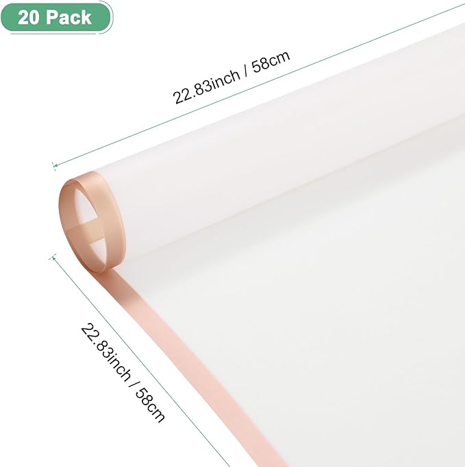 M METERXITY 20 Sheets Flower Wrapping Paper Bouquet, 23 Inch Fog Gold Edge BOPP Waterproof Floral Wrapping Paper Flower Packaging DIY for Wedding/Party/Birthday/Gift Bouquet Wrap Paper