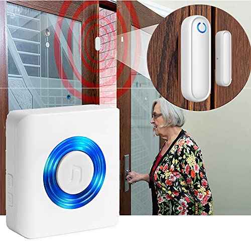 Caregiver Pager Door Alarms for Dementia Patients/Kids Safety/Home Security,Door Sensor Alarm for Elderly/Business/Home/Store/Mailbox (Two Sensor One Receiver)