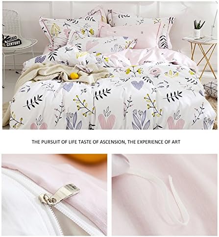 LifeTB Girls Flower Duvet Cover Twin XL Boho White Pink Floral Bedding Sets Aesthetic 100% Cotton Comforter Cover Cute Branches Flower Bedding Sets Pink Floral Twin XL Duvet Cover with 2 Pillowcases