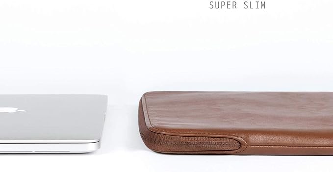 Comfyable Slim Protective Laptop Sleeve 15 Inch 14 Inch, PU Leather Bag Compatible with 15" MacBook Air (Snug Fit) M4 2025 & 14" MacBook Pro M4 (Loose Fit), Computer Case for Mac, Brown