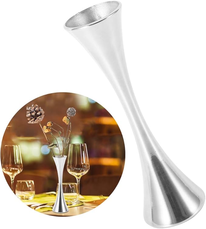 Stainless Steel Flower Vase, Small Bud Decorative Vase Round Mouth Waist Flower Inserter Holder for Home