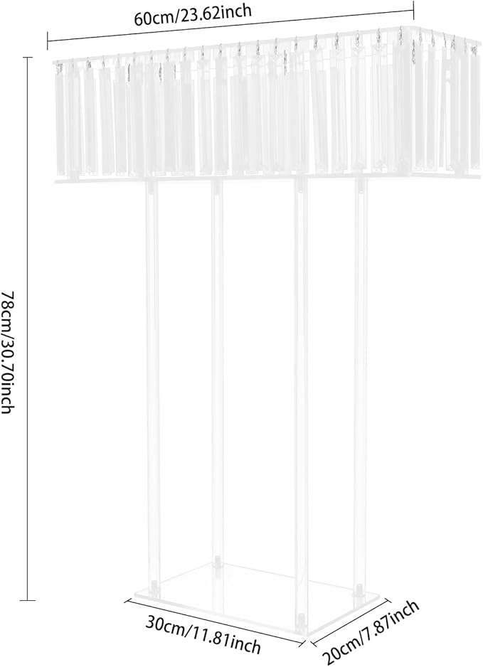Tall Acrylic Vase 23.6In Wedding Flower Stand Acrylic Centerpiece Stand Geometric Floral Vase Flower Arrangement Holder Rectangular Floral Display Rack for Birthday Party, Table Decorations