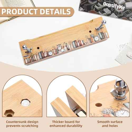 OopsifyMe Bamboo Book Press for Bookbinding, Paper Press, DIY Crafts, Multiple Hole Positions for Various Spine Sizes, Streamlined Edge, Book Binding Kits (Small Size (11.8x3.1))