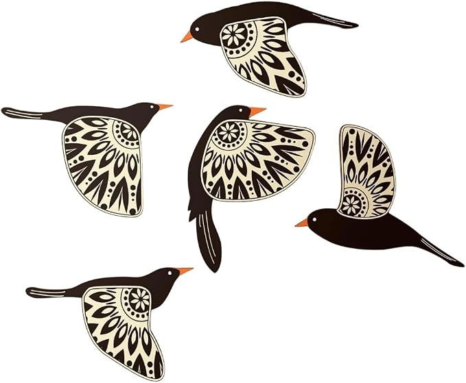 5PCS Wooden Bird Wall Hanging Decors Gift for Bird Enthusiasts Home Decors Gift