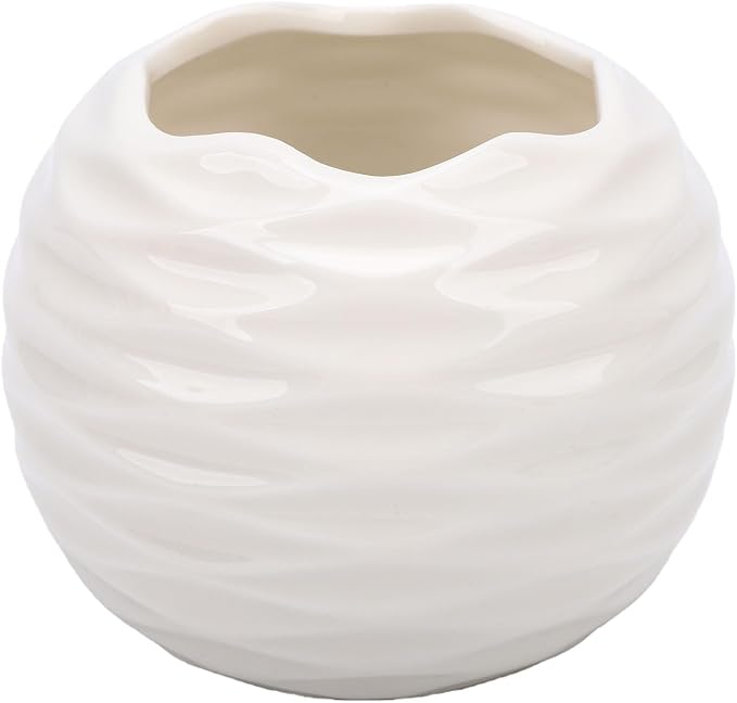 MAVIS LAVEN Nordic Ceramic Candle Holder Minimalist Tea Light Holder Hand Cast Texture for Scented Candles Ceramic Bowl for Living Room Dining Table Bedroom Holiday Decor (White)