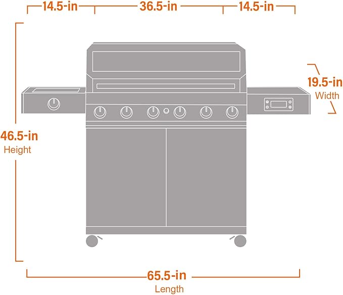 Monument Grills 6+1 Convertible Natural Gas Smart bbq Grill, 6 Burners & 1 Side Burner Stainless Steel Denali 605 with Smart Technology, Knob Controls (Without Conversion Kit)