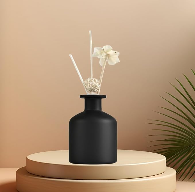 250ml Frosted Black Empty Glass Reed Diffuser Bottles,Refillable Diffuser Bottle for Essential Oils,Aromatherapy Container for DIY Replacement Diffuser,Fragrance Decoration,Crafts Decor