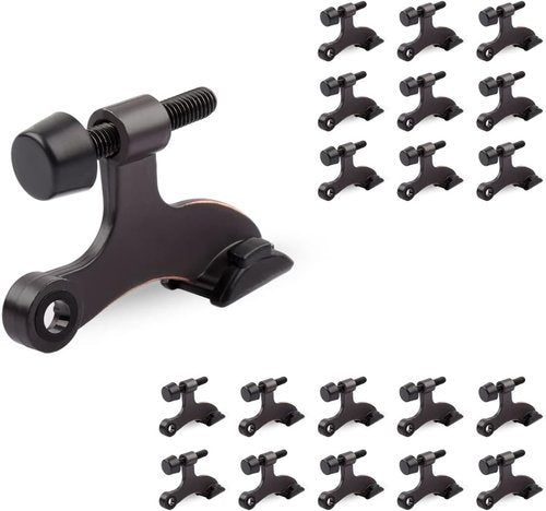 HOMOTEK Heavy Duty Hinge Pin Door Stopper - Adjustable 20 Pack with Black Rubber Bumper Tips | 2-1/2x1-3/4 Inch, Oil Rubbed Bronze