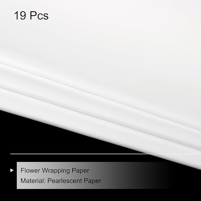 MECCANIXITY 20 Pcs Flower Wrapping Paper 22.8x22.8 Inch Waterproof Florists Wrapping Paper for Florist Bouquet Supplies, DIY Crafts, Gift/Gift Box Packaging White