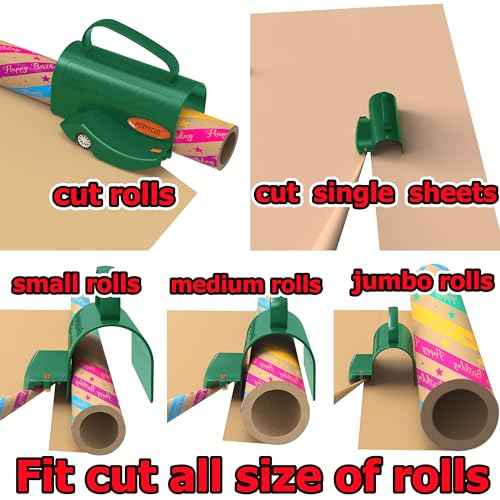 Wrapping Paper Roll Cutter Tool with 3 pcs Replaceable Blade Kit Gift Wrapping Paper Cutter for Christmas and Birthday Wrapping Paper Gift Wrap Cutter Holder Tube Slicing Trimming.