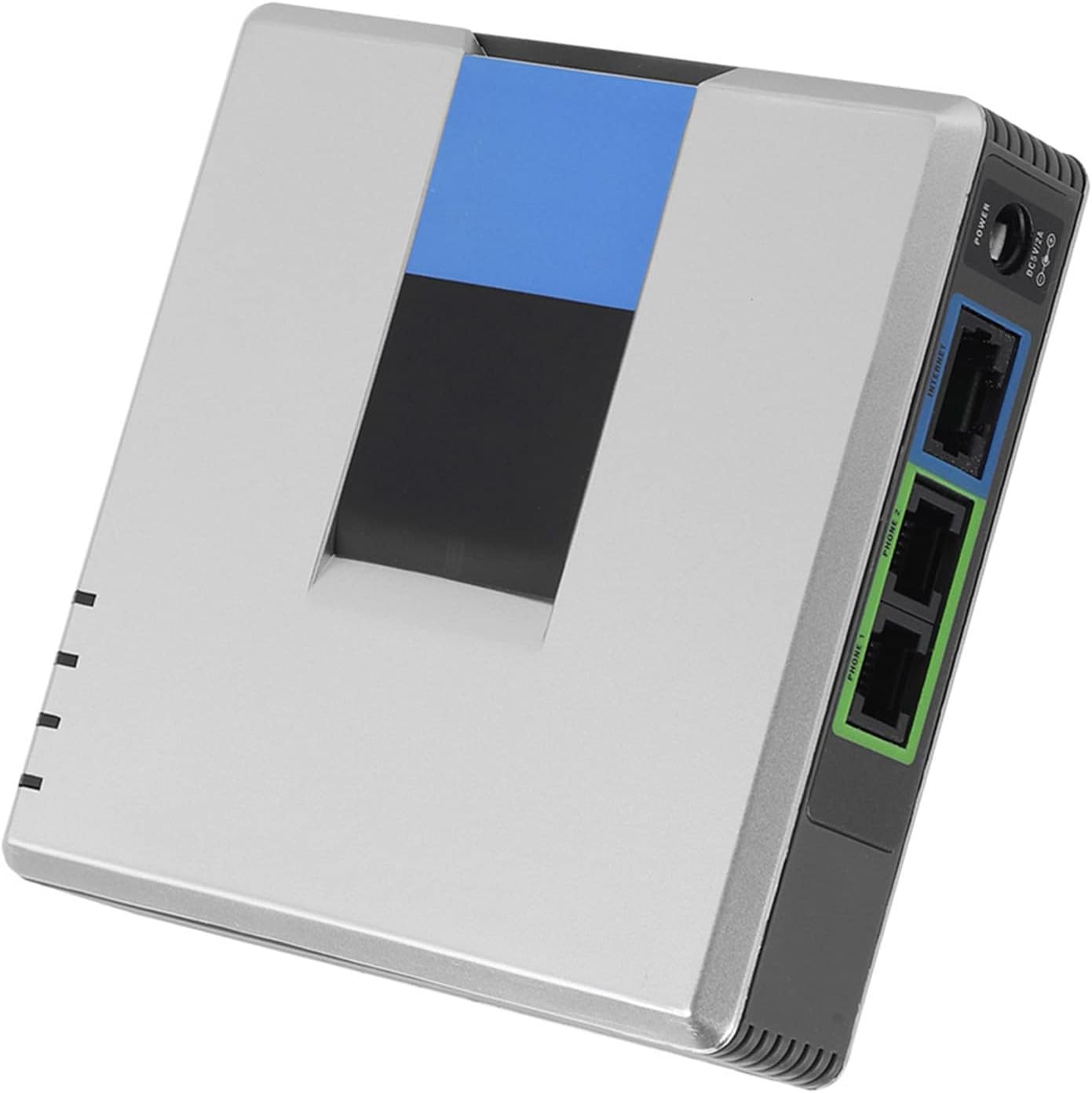 VoIP Gateway by Unlocked - Internet Phone Adapter with 2 Ports & Network Cable | SIP V2 Protocol Support