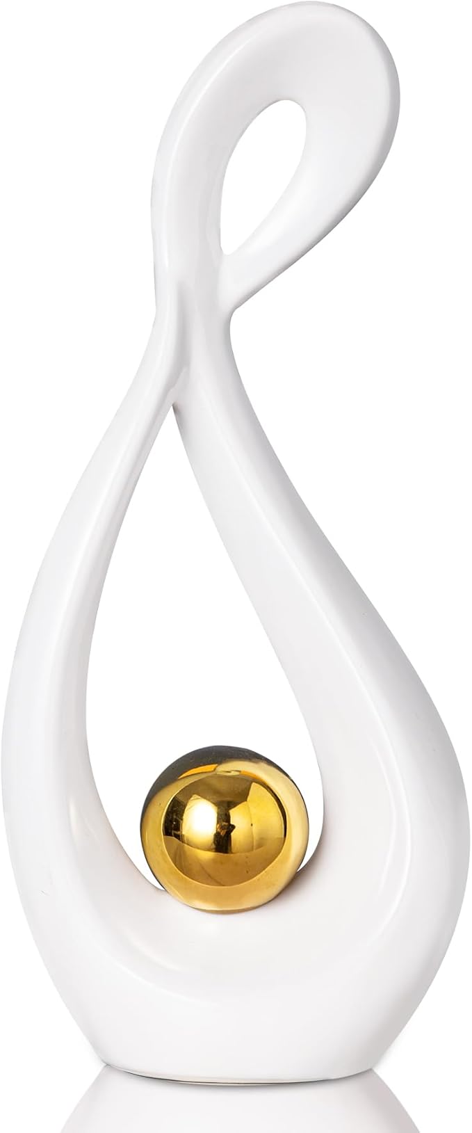 Modern Abstract Sculpture Home Decor, White and Gold Decor, Living Room Decoration Table Accessories, Table Art Ceramic Statue Decor, Centerpiece for Dining Room