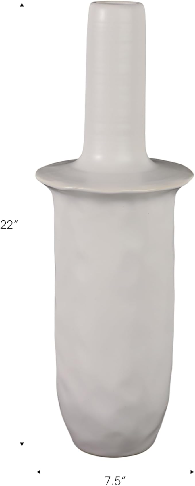 Ceramic Flower Vase for Living Room Decor – Elegant Tall Home and Office Vase with Unique Flared Top Perfect for Fresh Florals – A Modern Centerpiece for House, Bedroom, and Tabletop – 22" Ivory