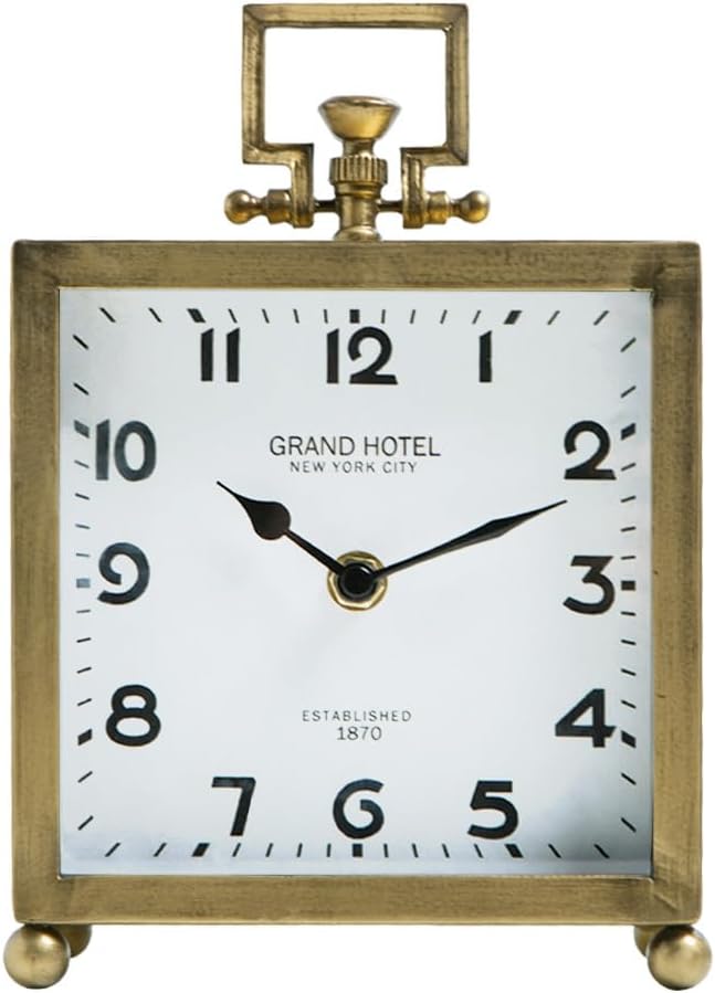 NIKKY HOME Vintage Gold Table Clock, Silent Classic Large Mantel Clock | Non-Ticking Battery-Operated Metal Elegant Decorative Desk Clock, Perfect for Living Rooms, Offices, Shelves