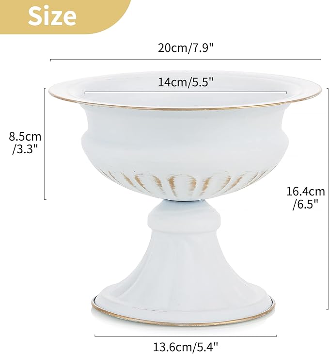 Nuptio White Vases for Centerpieces Wedding - 10 Pcs 6.5in Height Metal Urn Planter Elegant Wedding Centerpieces for Tables - Trumpet Vase for Weddings Party Decoration Centerpiece Table Decorations