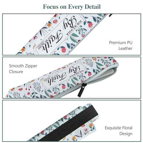 MoKo Elastic Pen Holder for Notebook, 4 Pieces PU Leather Pencil Case with Adjustable Band, Stationery School Supplies Zipper Bag for Planners, Journals, Book