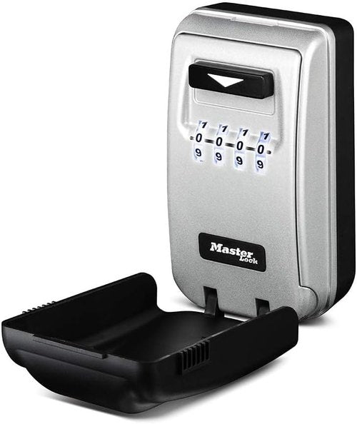 Master Lock 5425D Wall Mount Lock Box - Set Your Own Combination, Light-Up Dials, 6 Key Capacity, Black