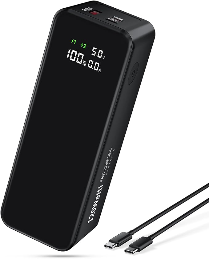 WOXABHSL 27000mAh 120W Fast Charging Power Bank, High Capacity 3-Port Laptop Portable Charger with Smart Display, Compatible with iPhone 16/15/14, Vision Pro, Samsung, MacBook & More