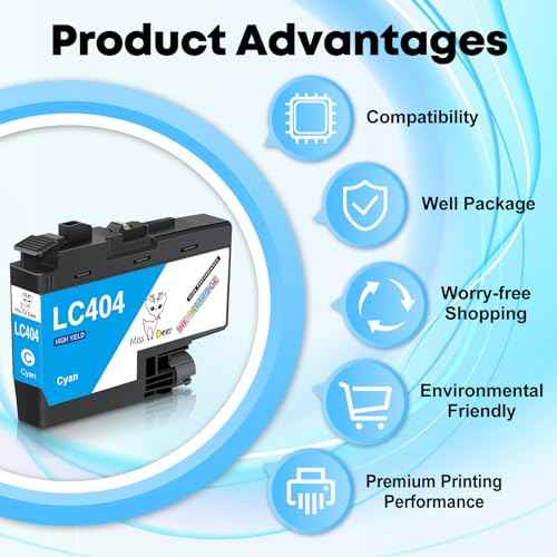 Miss Deer LC404 Ink Cartridges BK/C/M/Y Compatible Replacement for Brother LC404 LC-404, Used with Brother MFC-J1205W MFC-J1215W MFC-J1205W XL Printer,4Pack