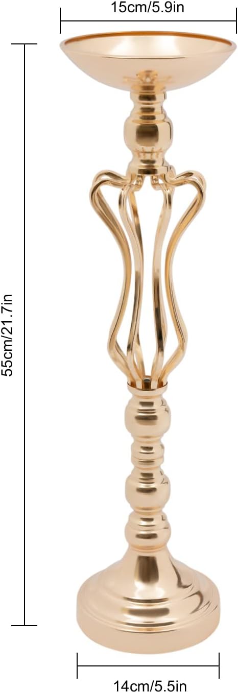 10Pcs Gold Flower Vase for Wedding Table Centerpieces 21.7" Tall Large Metal Flower Trumpet Vases DIY Flower Display Organizer for Anniversary Decor(10Pcs/Gold)