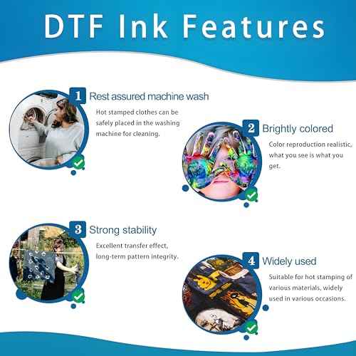 DTF Ink Bottle Premium Heat Transfer Printing Direct to Film Refill Ink for Epn L800, L805, L1800, R1390, R2400, ET-8550,XP-15000 Printers (100ml x 6, Black, White, Cyan, Magenta, Yellow)