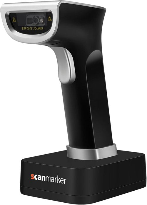 Scanmarker Wireless Barcode Scanner - Boost Speed & Accuracy with Bluetooth & 2.4G Modes | Handheld QR Scanner with Charging Stand for Laptop, iOS & Android