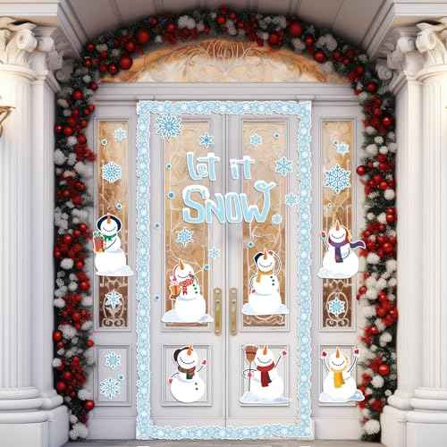 ZOIIWA Winter Bulletin Board Decoration Set Holiday Paper Cutouts Blackboard Border Snowman Classroom Decorations Christmas Bulletin Board for Xmas School Wall Door Decoration