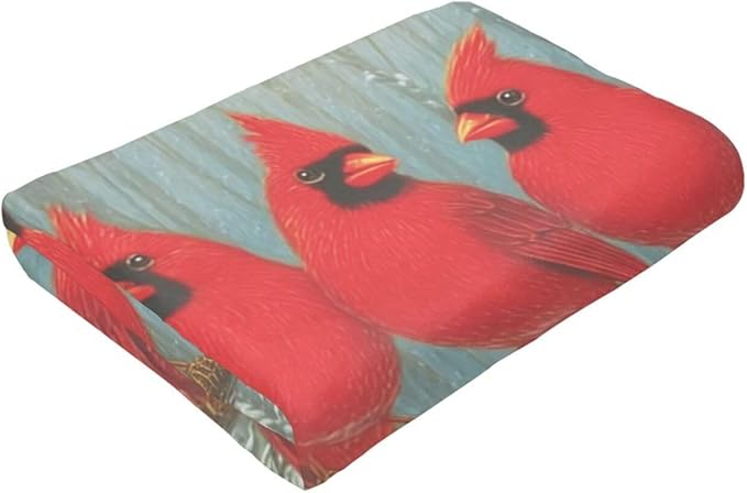 Cardinal Throw Blanket Red Bird Blanket Cardinal Soft Cozy Fleece Fuzzy Stuffed Plush Flannel Gifts for Girls Women Boys Kids Adults 60"X80"