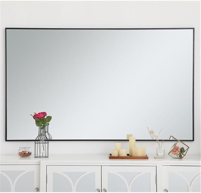 Elegant Decor Eternity 60" x 36" Contemporary Metal Frame Mirror in Black