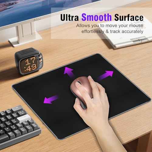 Black Mouse Pad, Soft Comfortable Support & Smooth High Precision Fabric Mousepad, 8.3 x 10.2in Portable Size Small Mouse Pad, Anti-Slip Rubber Base, Mousepad for Desk, Gaming, Office