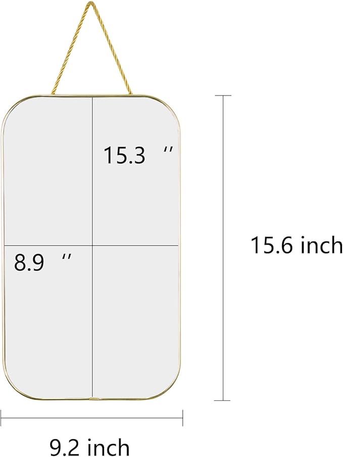 Gold Rectangular Wall Mirror, 15.6x9.2 Inch Modern Decorative Wall Mirror, Suitable for Bathrooms, Hallways, Entryways, and Other Spaces(15.6x9.2 inch) (Gold)